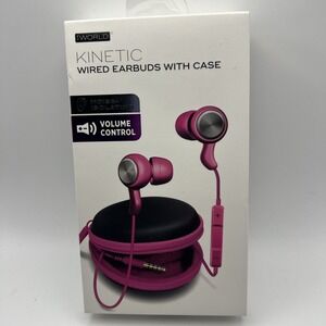 iWorld Kinetic Noise Isolating Wired Earbuds‎ w/ 3 Earpad Sizes Case Mic Volume